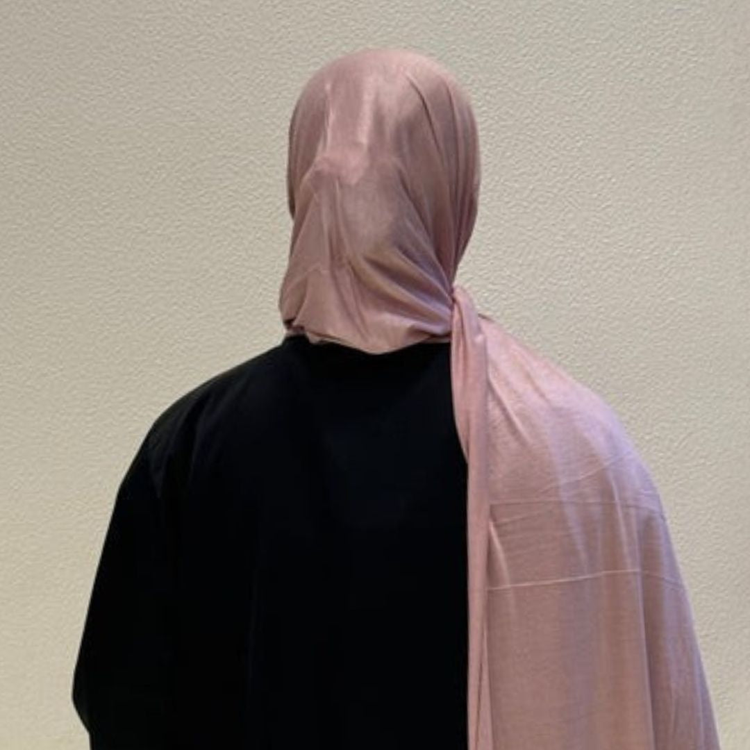 Back View of Pink Bamboo Jersey HijabPremium Soft Stretch Modest ScarfSoft • Breathable • ElegantLightweight Comfort • Everyday StyleEffortless Elegance 