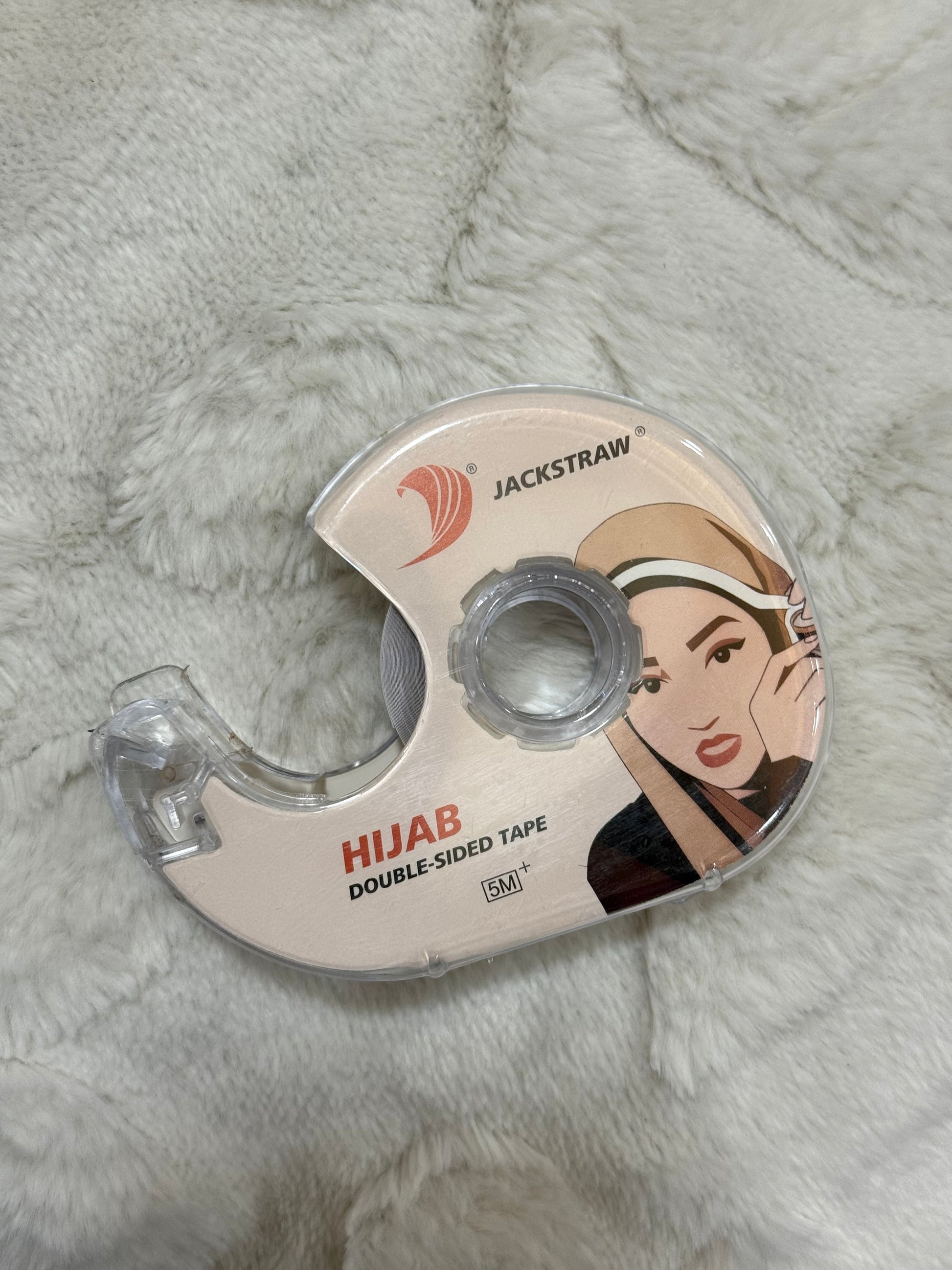Jackstraw premium hijab double-sided tape roll in dispenser, 5 meters