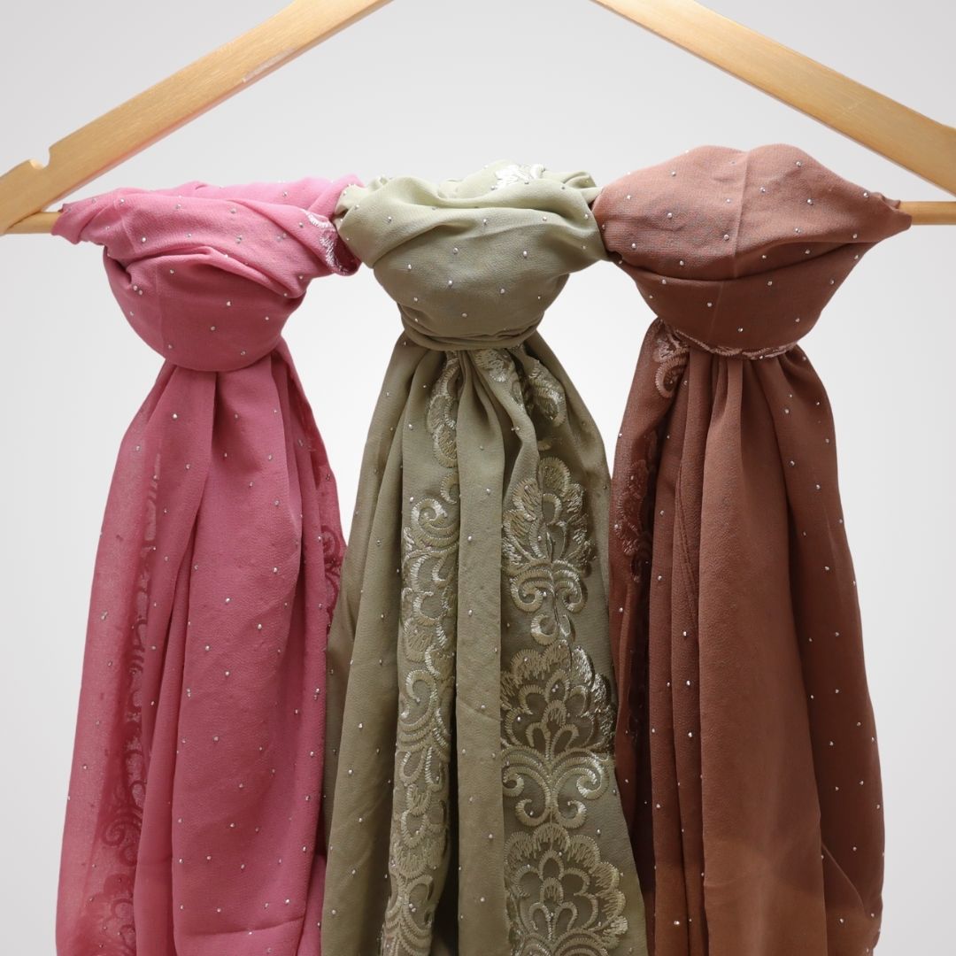 STONE WORK GEORGETTE HIJAB
