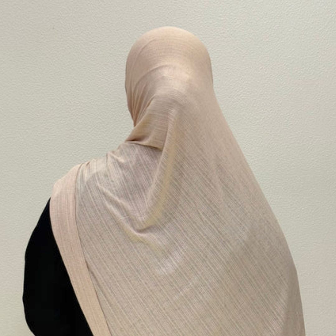 Back view of Warm Beige Corn Jersey HijabPremium Soft Stretch Modest ScarfSoft • Breathable • ElegantLightweight Comfort • Everyday StyleEffortless Elegance