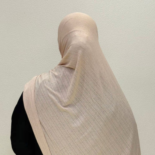 Back view of Warm Beige Corn Jersey HijabPremium Soft Stretch Modest ScarfSoft • Breathable • ElegantLightweight Comfort • Everyday StyleEffortless Elegance