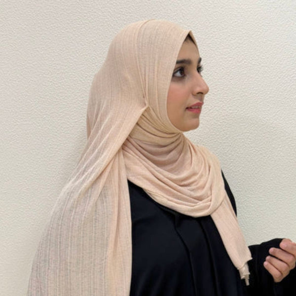 Warm Beige Corn Jersey HijabPremium Soft Stretch Modest ScarfSoft • Breathable • ElegantLightweight Comfort • Everyday StyleEffortless Elegance